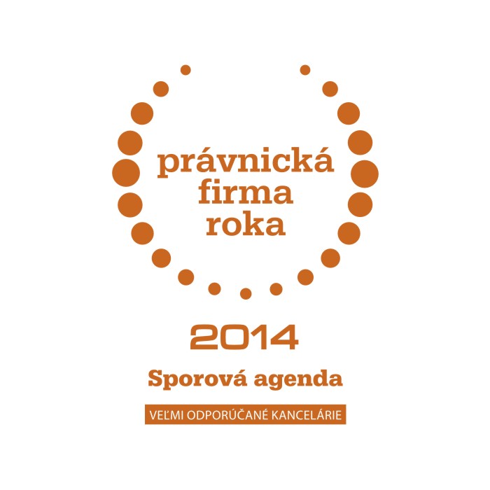 Osvedčenie - Veľmi odpor&uacute;čan&aacute; kancel&aacute;ria pre oblasť sporovej agendy